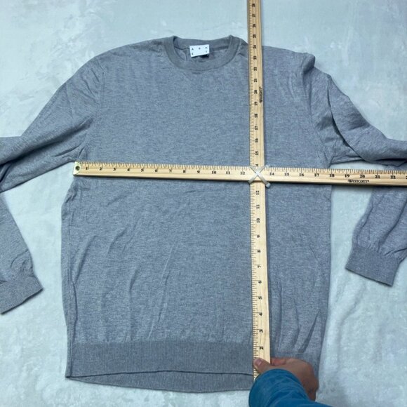 ASKET The Cotton Sweater Men Size M Short Grey Melange 100% Organic Cotton - Picture 6 of 7